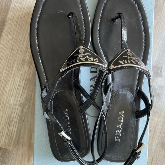 Prada Triangle Logo Sandals - Picture 3 of 9